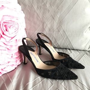 Manolo Blahnik Carolyne Lace Slingback